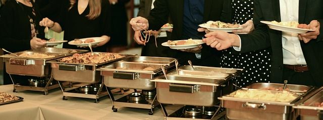 uses for a chafing dish Kitchen Appliance HQ line of people at a row of chafing dishes