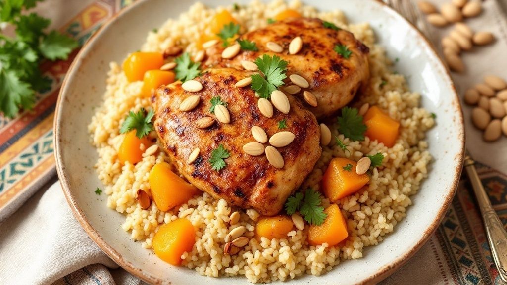 Savory Moroccan Chicken with Sweet Apricots and Crunchy Almonds