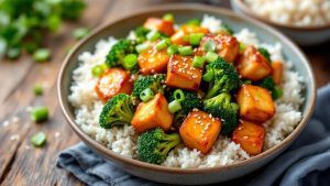 Teriyaki Tofu with Broccoli stir-fry