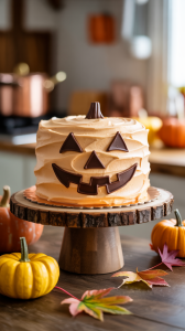 Jack O' Lantern Cake with orange frosting