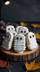 Nutter Butters dipped in white almond bark to look ghostly