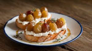 Delicious Ricotta Toast with Roasted Grapes