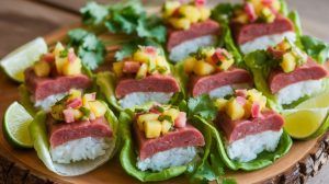Musubi Lettuce Wraps with Pineapple Salsa