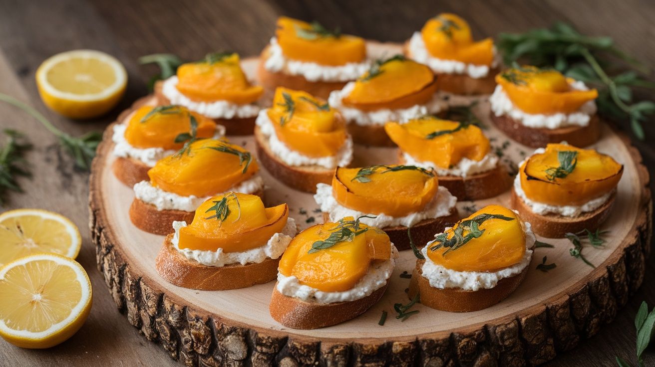 crostini with cheese and preserved lemon slices