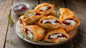 Onion Jam and Goat Cheese Rugelach on a platter