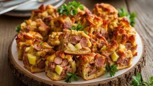 sausage stuffing bites on a platter