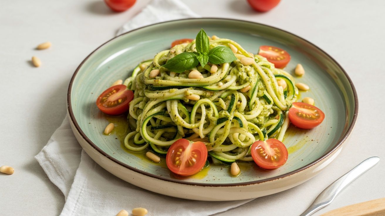 zucchini noodles and tomatoes