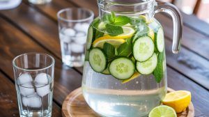 Refreshing cucumber mint infused water