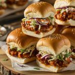 BBQ chicken sliders on a platter