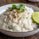 Coconut lime rice with fresh garnish