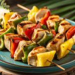 Grilled chicken and vegetable skewers