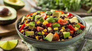 a bowl of southwest black bean and corn salad