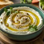 Creamy feta dip with olive oil
